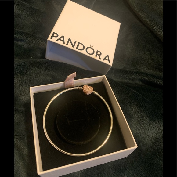❤️BEAUTIFUL SILVER PANDORA LIKE BRACELET WITH ROSE GOLD HEART CLASP❤️ - Picture 4 of 5